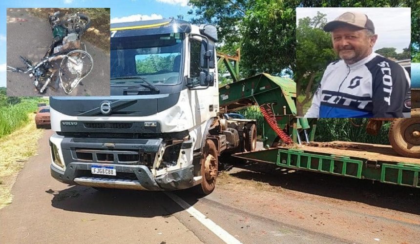 MONTE AZUL PAULISTA - COLISÃO FRONTAL! Grave acidente entre Caminhão e Moto mata motoqueiro de 54 anos